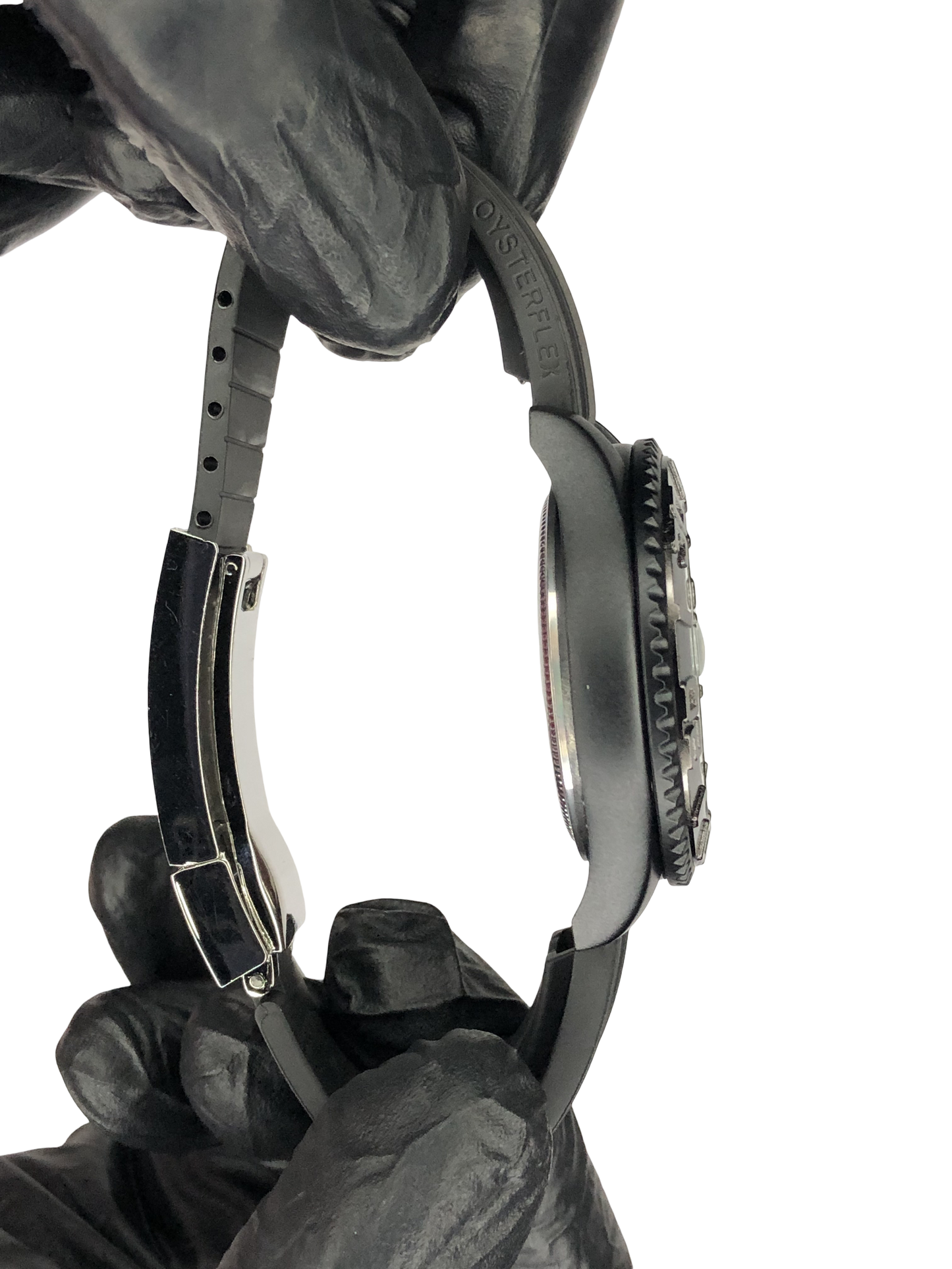 Rolex Oyster Perpetual Silicon Strap Full Black Dial