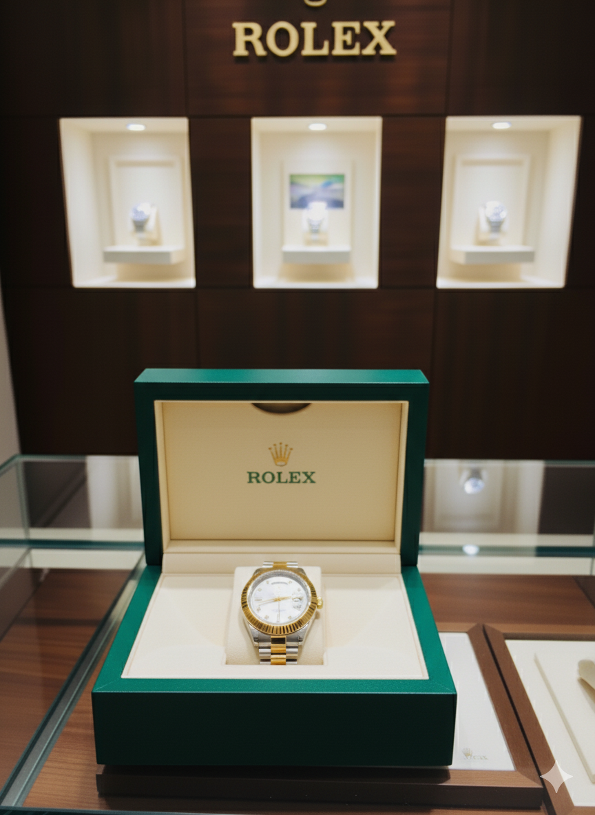 Rlx Golden Silver White Dial