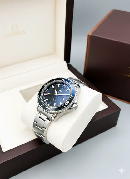 Omega Silver Blue Black Dial