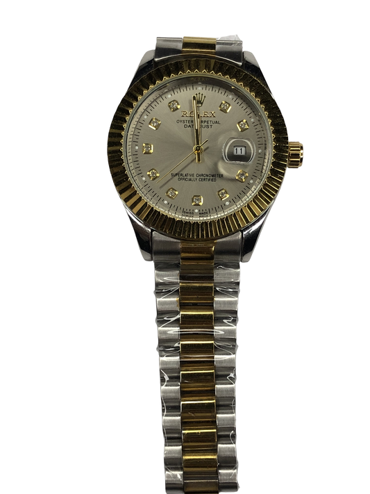 Rlx Stainless Steel Golden Silver with Golden Dial