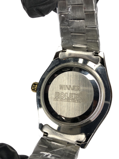 Rlx Stainless Steel Golden Silver with Green Dial