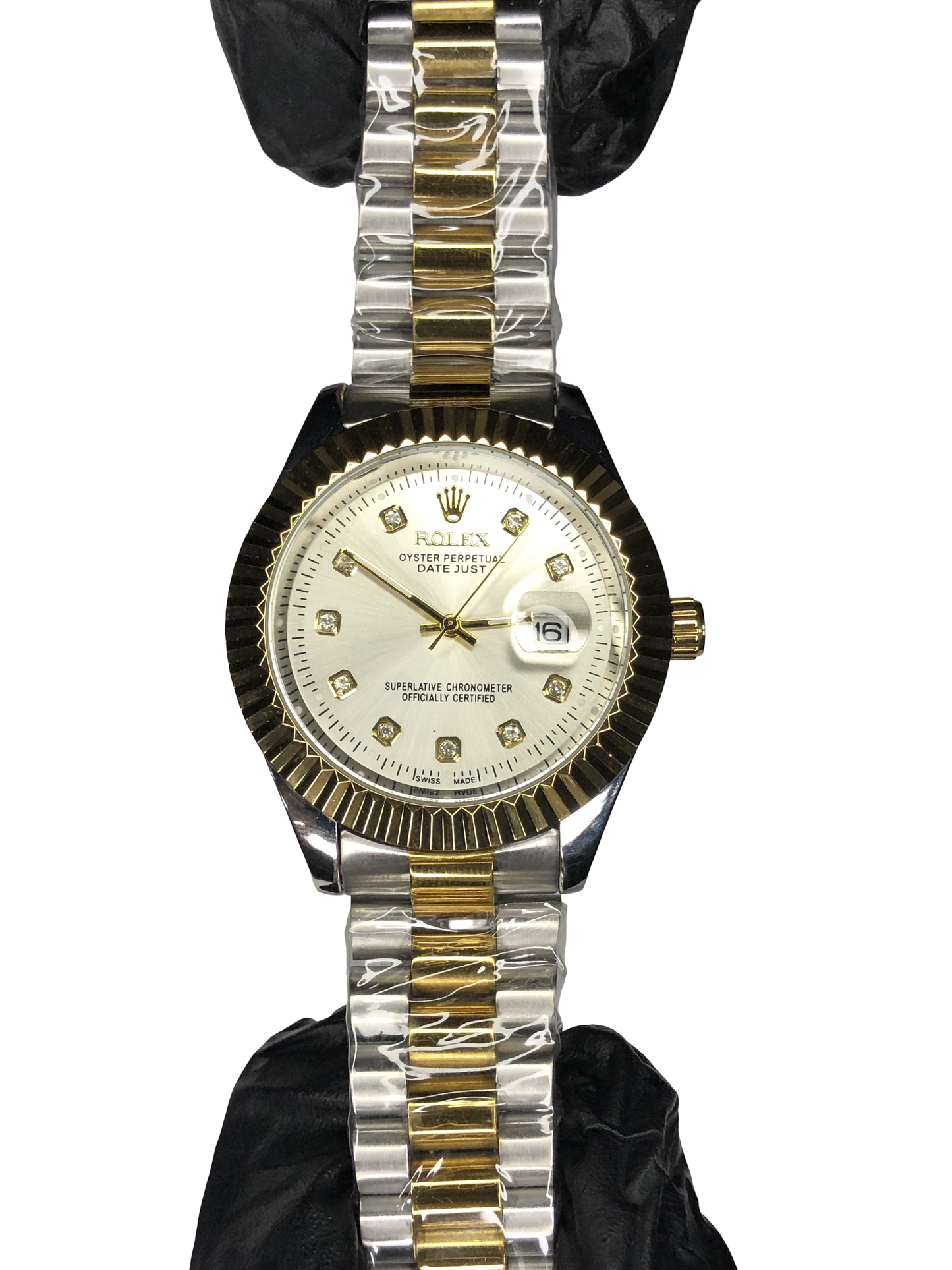 Rlx Stainless Steel Golden Silver with White Dial