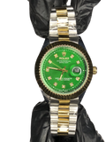 Rlx Stainless Steel Golden Silver with Green Dial