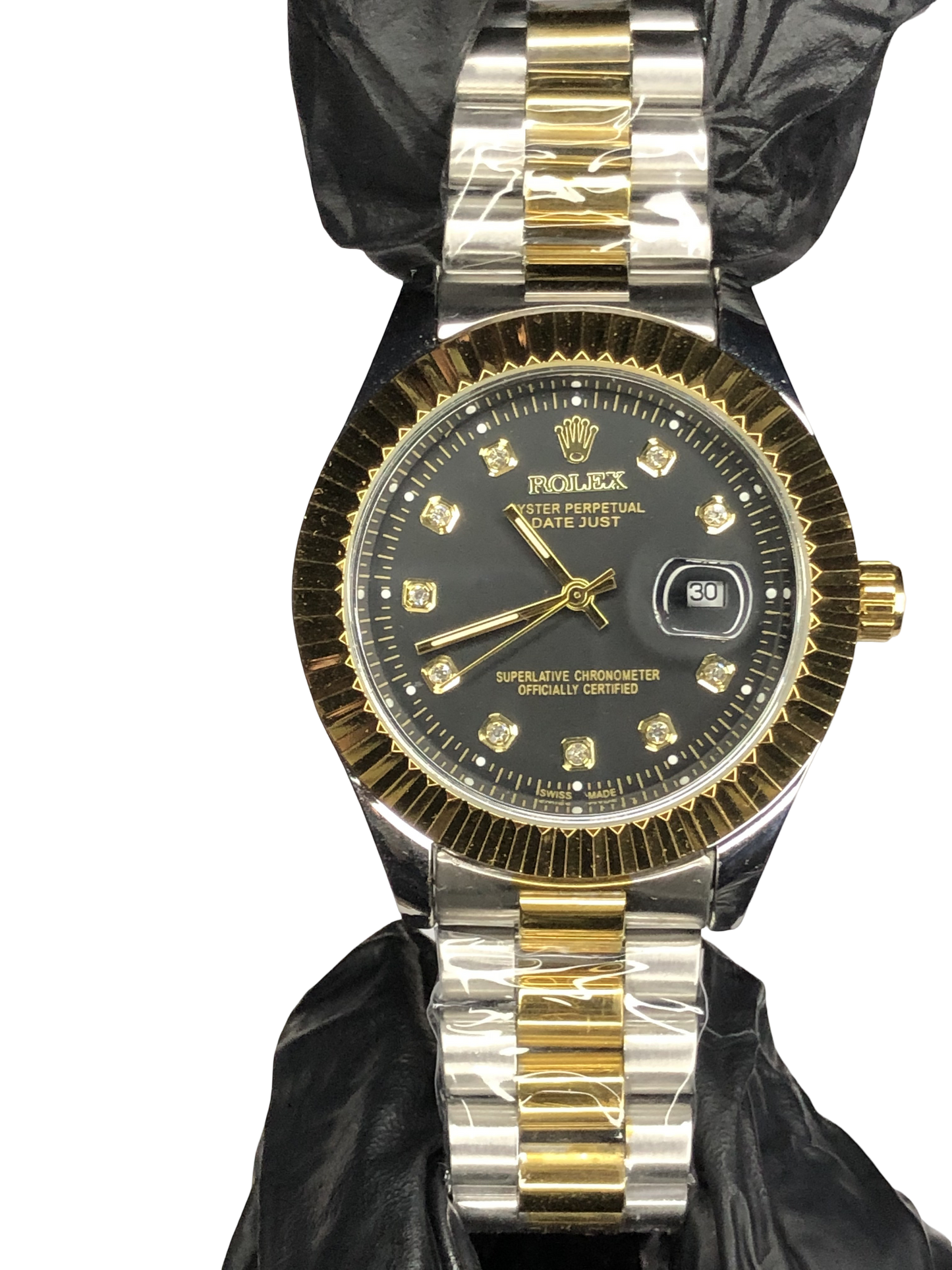 Rlx Stainless Steel Golden Silver with Black Dial