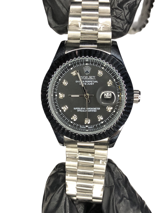 Rlx Stainless Steel Silver with Black Dial