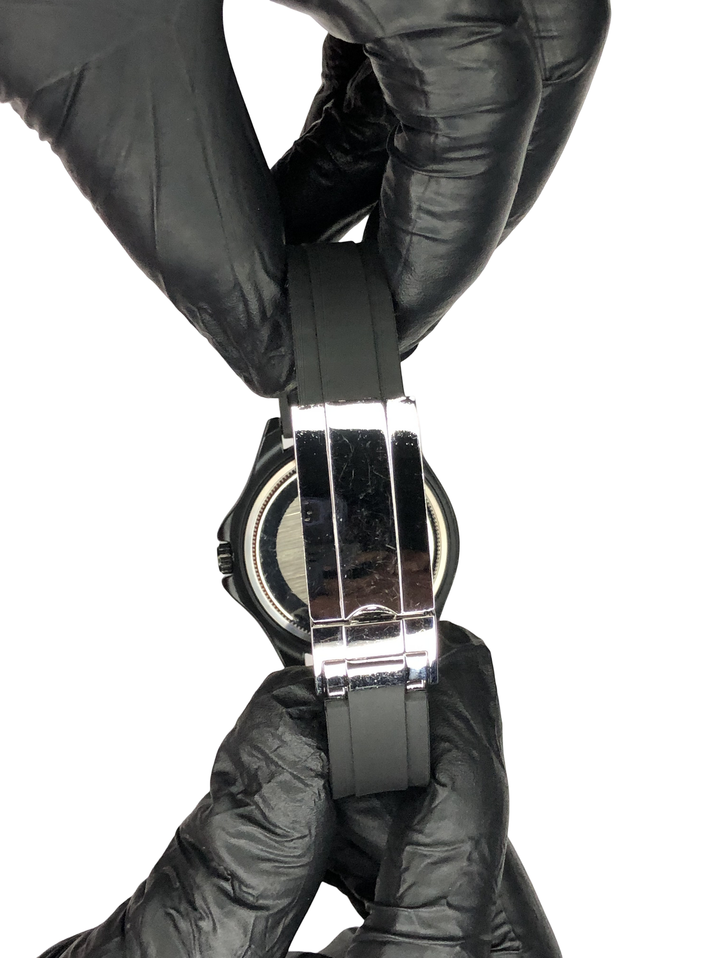 Rolex Oyster Perpetual Silicon Strap Full Black Dial