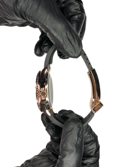 Rlx Oyster Perpetual Silicon Strap Golden Black Dial