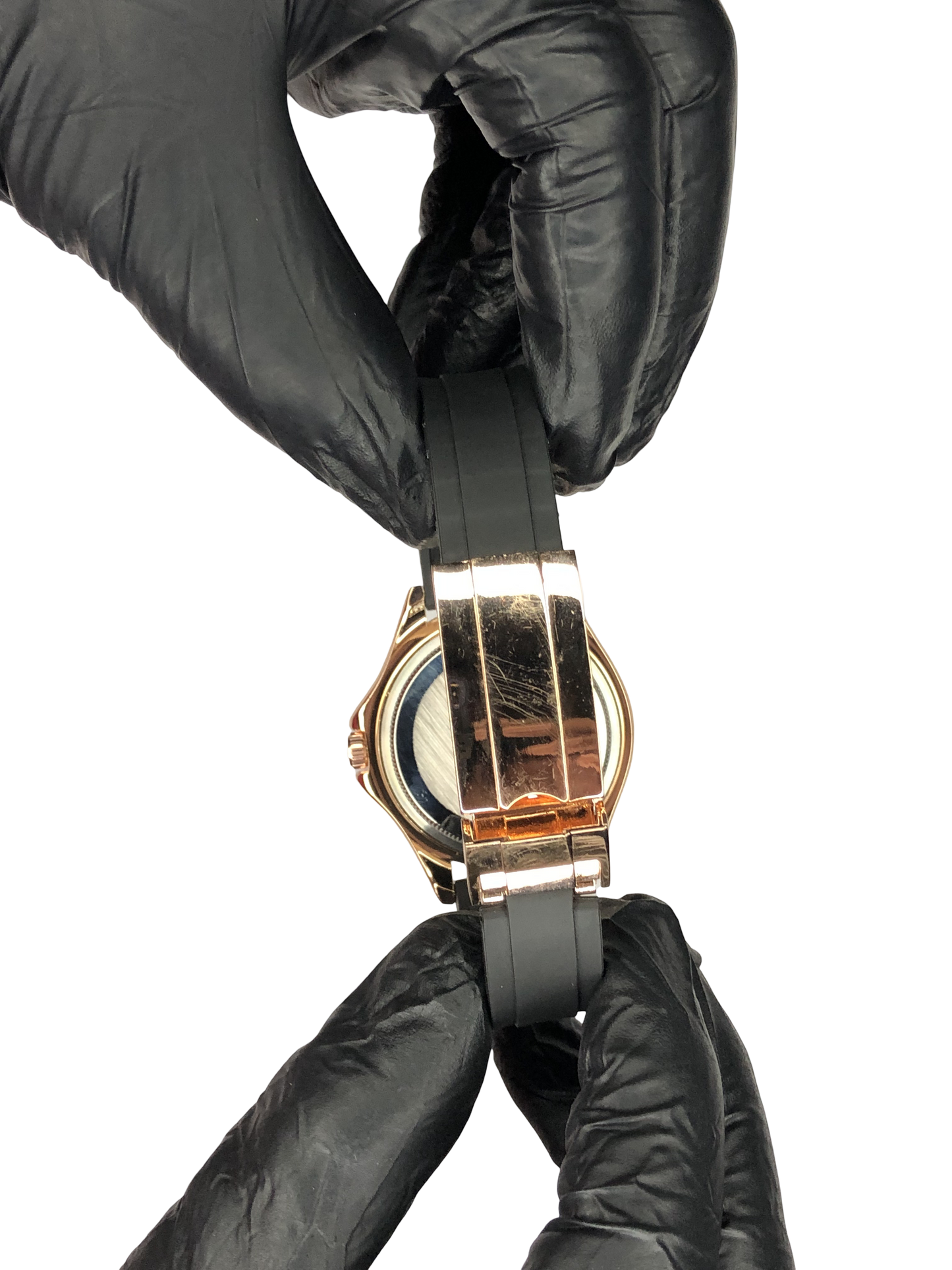 Rlx Oyster Perpetual Silicon Strap Golden Black Dial