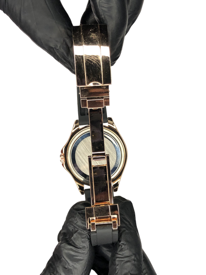 Rlx Oyster Perpetual Silicon Strap Golden Black Dial