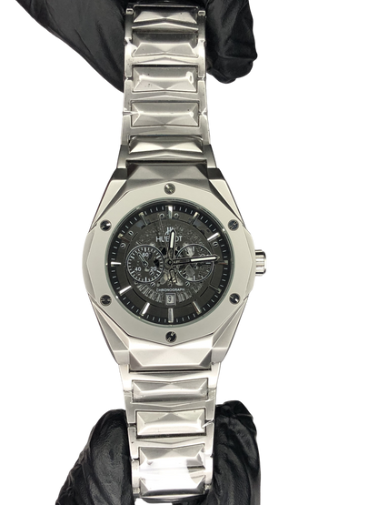 Hublot Diamond Cut Skeleton Silver