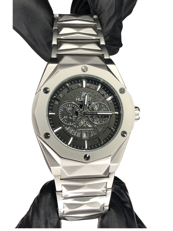 Hublot Diamond Cut Skeleton Silver