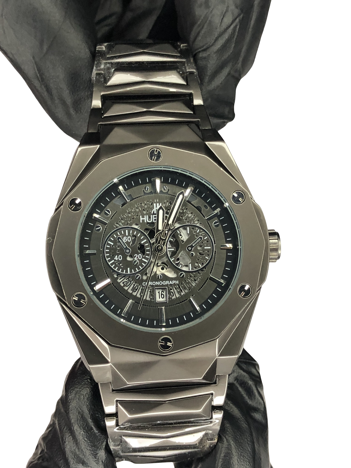 Hublot Diamond Cut Skeleton Dark Grey