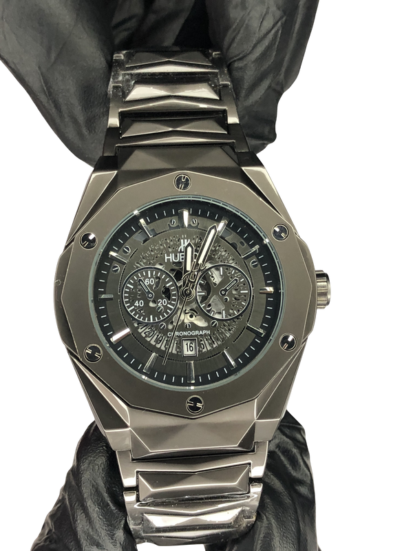 Hublot Diamond Cut Skeleton Dark Grey