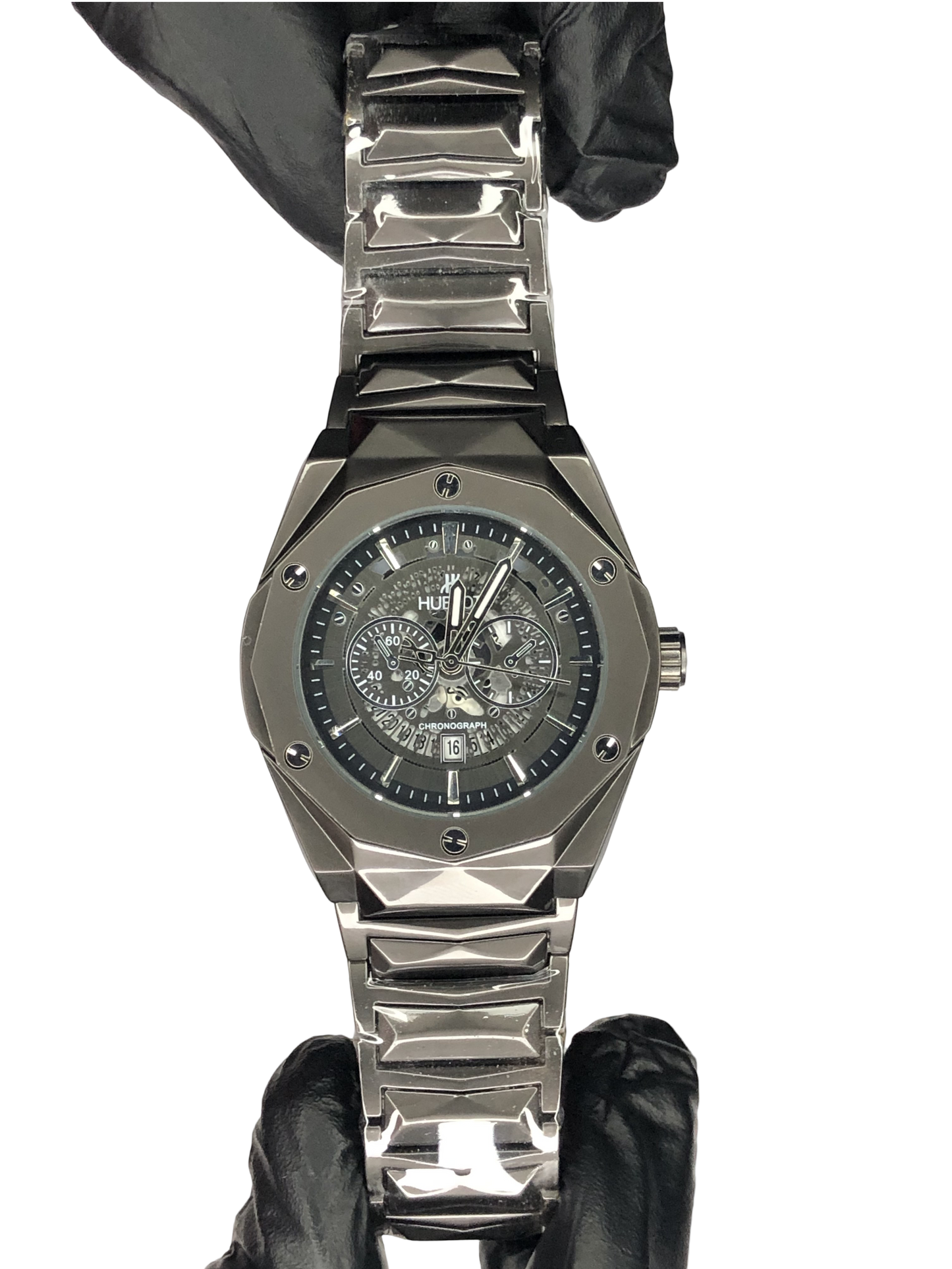 Hublot Diamond Cut Skeleton Dark Grey