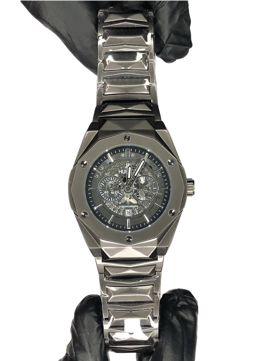 Hublot Diamond Cut Skeleton Dark Grey