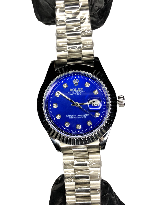 Rlx Stainless Steel Silver with Blue Dial